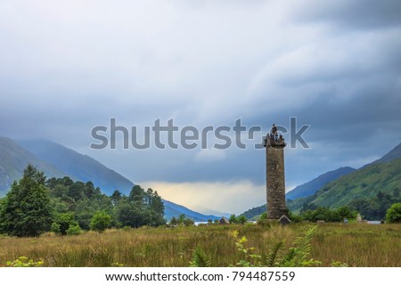 Glenfinnan Monument, Fort William and Lochaber, Scotland, United Kingdom. August 2016