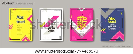 Geometric style brochure set, arrow elements in bright color design