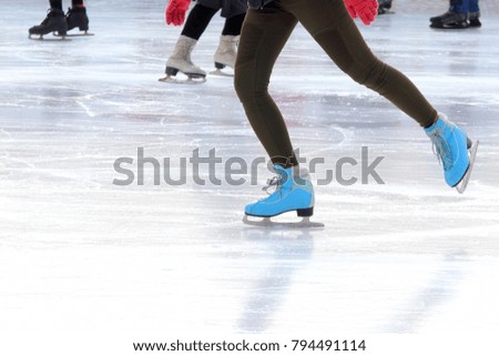 foot ice-skating girls on the ice rink