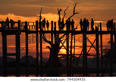 Sunset sky at U Bein Bridge, Mandalay, Myanmar