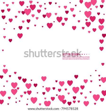 Pink and red hearts on a white background. Valentines Day vector isolated illustration.