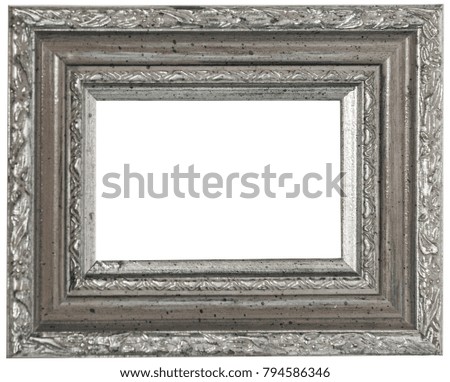 Very old wooden frame. Isolated on white background.