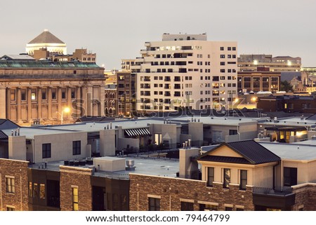 Architecture of Indianapolis, Indiana. Seen evening time.
