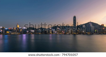 Victoria Harbor of Hong Kong at twilight