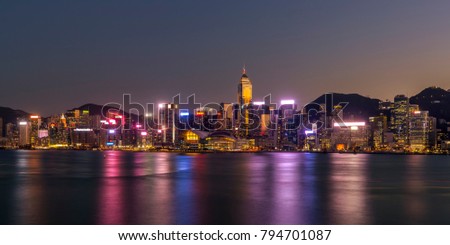 Victoria Harbor of Hong Kong at twilight