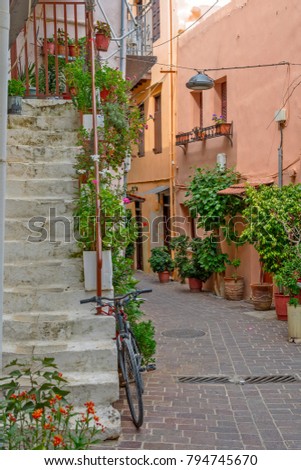 Street in old town Chania, Crete island, Greece