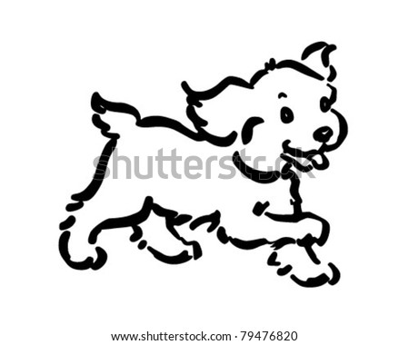 Happy Puppy - Retro Clipart Illustration