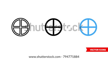 Earth symbol icon of 3 types: color, black and white, outline. Isolated vector sign symbol.