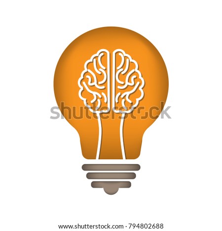 Light Bulb brain paper cut style
