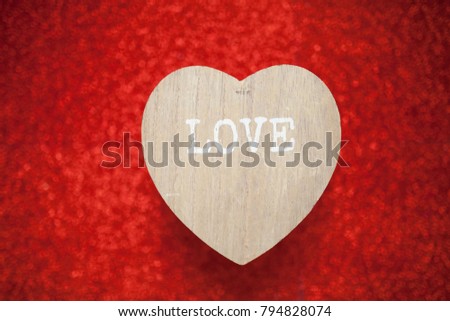 a sparkling red background, rhinestone,Valentine's Day gift for the second half, a romantic photo, a wooden heart on a red background, suitable for text insertion, ads