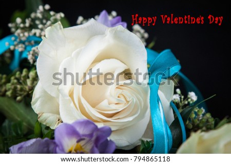 Valentines postcard with red roses