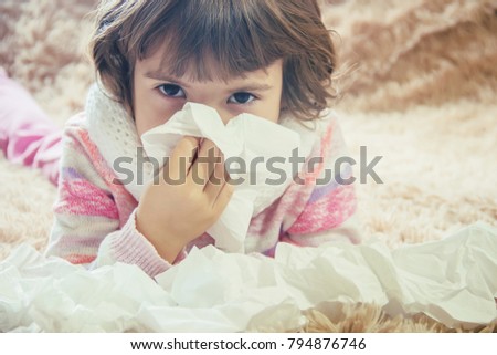 Runny nose. Selective focus.  Royalty-Free Stock Photo #794876746