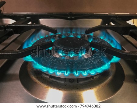Picture of flaming BLUE FIRE from the perfect burning stove.