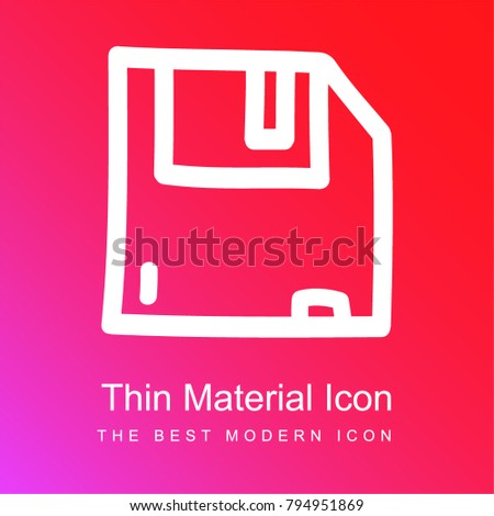 Save hand drawn interface floppy disc symbol red and pink gradient material white icon minimal design
