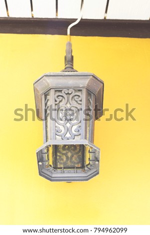 Abstract Hanging light texture for outdoor on yellow background
