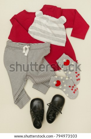 Grey & red baby outfit