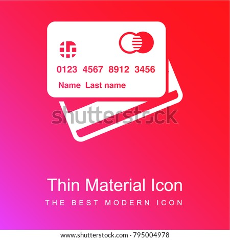 Credit cards red and pink gradient material white icon minimal design