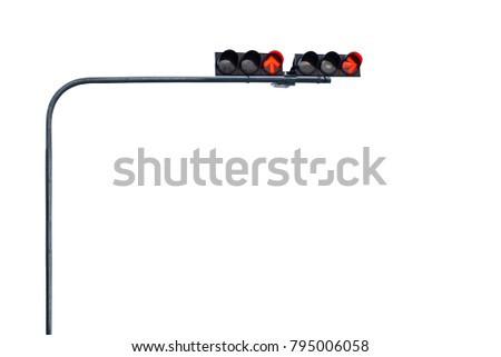 Isolated of post traffic light on white background