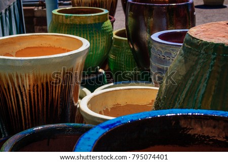 Pottery for sale at a local marketplace, Akron, Ohio, April 2016