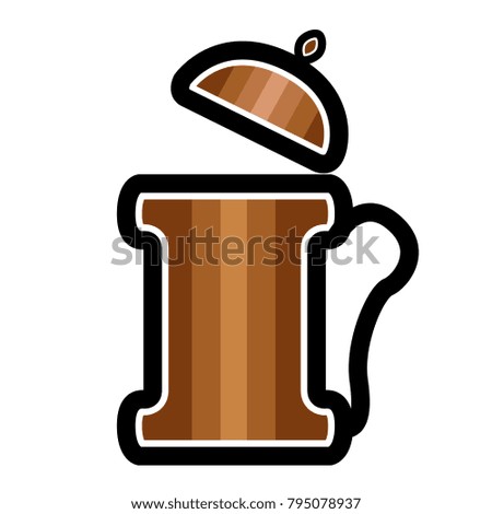 Old wooden beer mug icon on a white background, Vector illustration