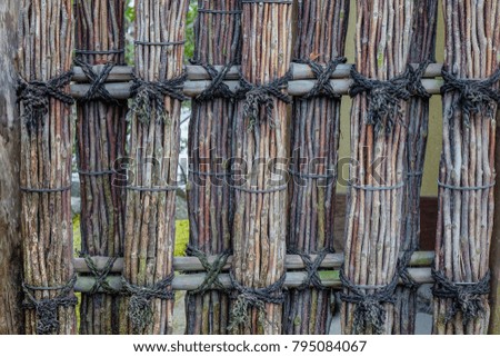 Wooden fence of an ancient Shinto Shrine in Kyoto, Japan.