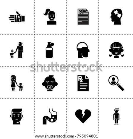 Human icons. vector collection filled human icons. includes symbols such as cv, user search, broken heart, man, baby, girl. use for web, mobile and ui design.