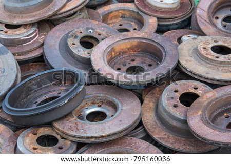 Scrap yard for recycle the engine and  automotive parts. Engine junkyard. That old, cracked engine block. Metal recycling yard. Scrap metal recycling yard
