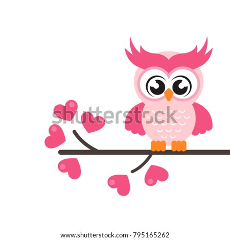 cartoon cute lovely owl on the branch