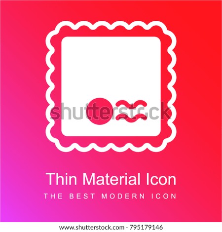 Stamp red and pink gradient material white icon minimal design
