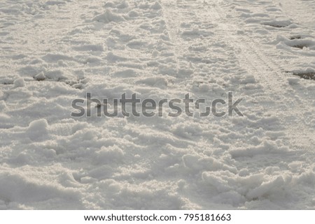 Snow Covered Ground with Sled Marks
