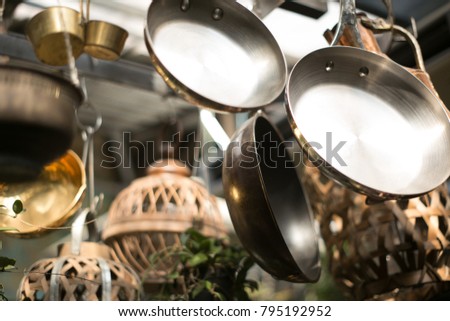 Hanging pan on Coffee cafe