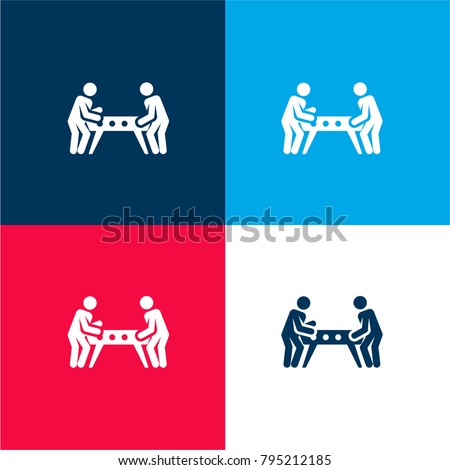 Table football four color material and minimal icon logo set in red and blue