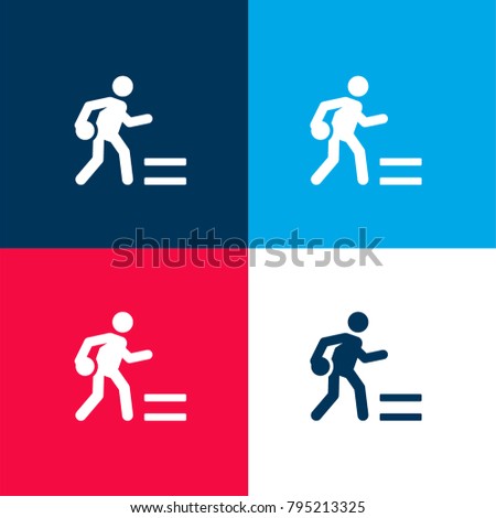 Bowling four color material and minimal icon logo set in red and blue
