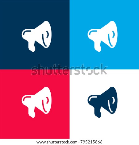 Megaphone four color material and minimal icon logo set in red and blue