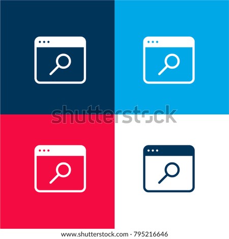 Browser four color material and minimal icon logo set in red and blue