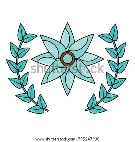 flower emblem with leaves  icon image 
