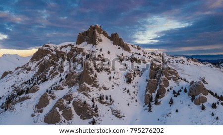 mountain top in winter. Ciucas Mountains Romania.
