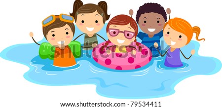 Illustration of Kids in a Swimming Pool