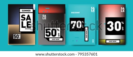 Sale and discount poster set. Colorful background for banner and advertising promotion.