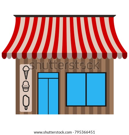 Front view of an ice cream shop, Vector illustration