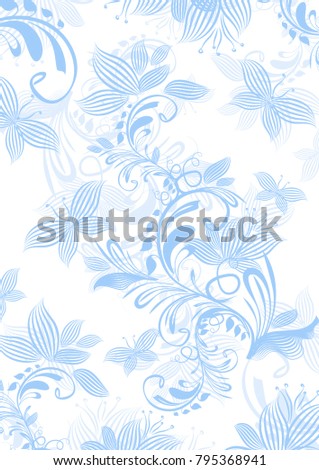 Vertical floral background with butterflies. Vector