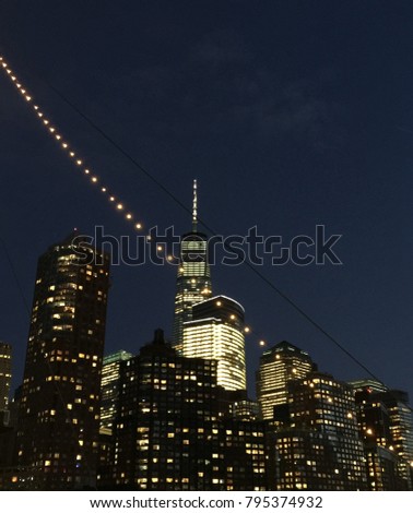 Lower Manhattan in New York City, New York as seen at night