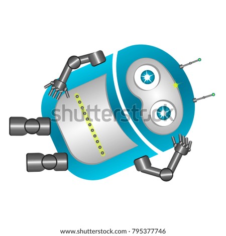 Resting cute robot on a white background, Vector illustration
