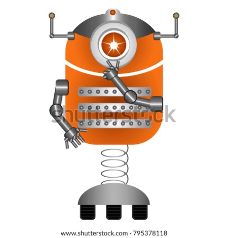 Cute robot isolated with fingers on lips, Vector illustration