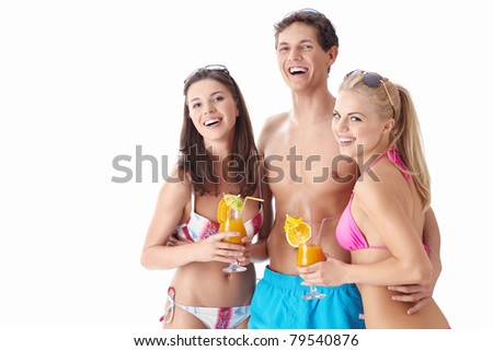 Funny people in bathing suits isolated