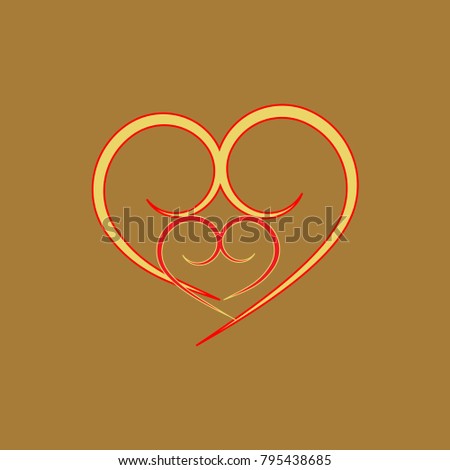 Heart around heart t shirt. Fashion stylish print for sports wear. Heart as symbol of linked, join, love. Typographic print poster. Template for t shirt, apparel, card, label, poster. Design element.