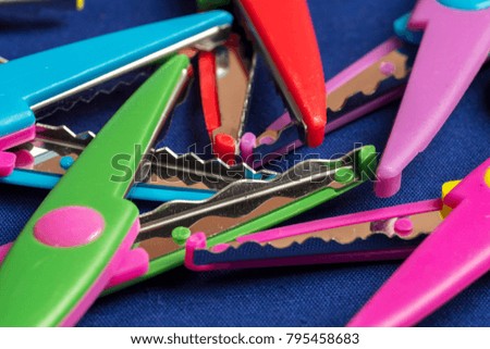 for children's art colored scissors for cutting figure paper, scissors, close-up