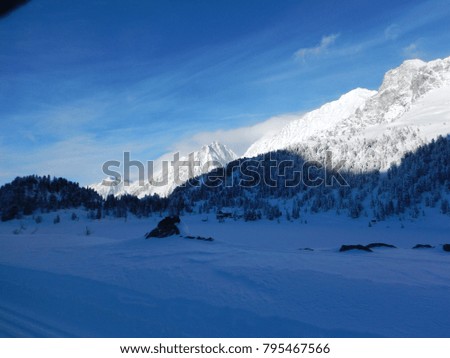 beautiful winter landscape in the alps with snow