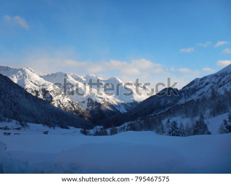 beautiful winter landscape in the alps with snow