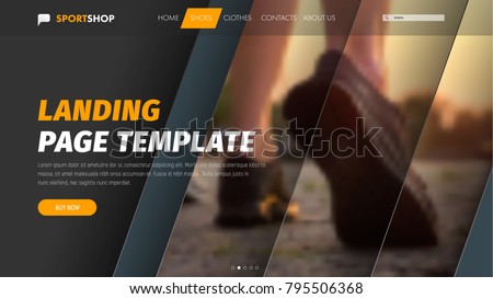 Template vector header with diagonal elements for photo and text. Material design of the banner for the web. Landing page Royalty-Free Stock Photo #795506368